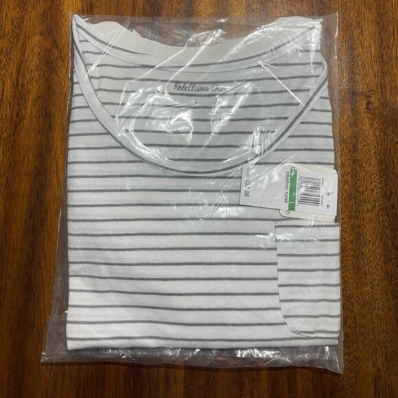 Rebellious One Juniors' Striped Tie-Hem Tank Top - White Grey Stripe, New - Picture 2 of 5